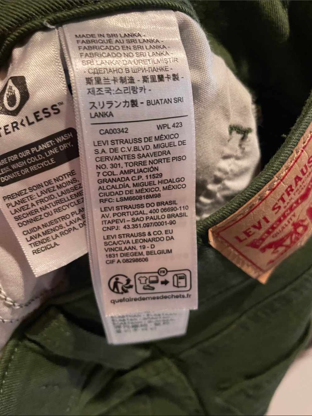 Levi's Olive Green Flare Wide Leg Jeans - Picture 6 of 7